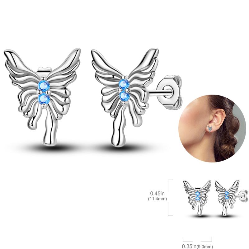 Ladies Sweet 925 Silver Ocean Star Flower Butterfly Design Trendy Earrings Birthday Commemoration Day Fine Sweetheart Jewelry