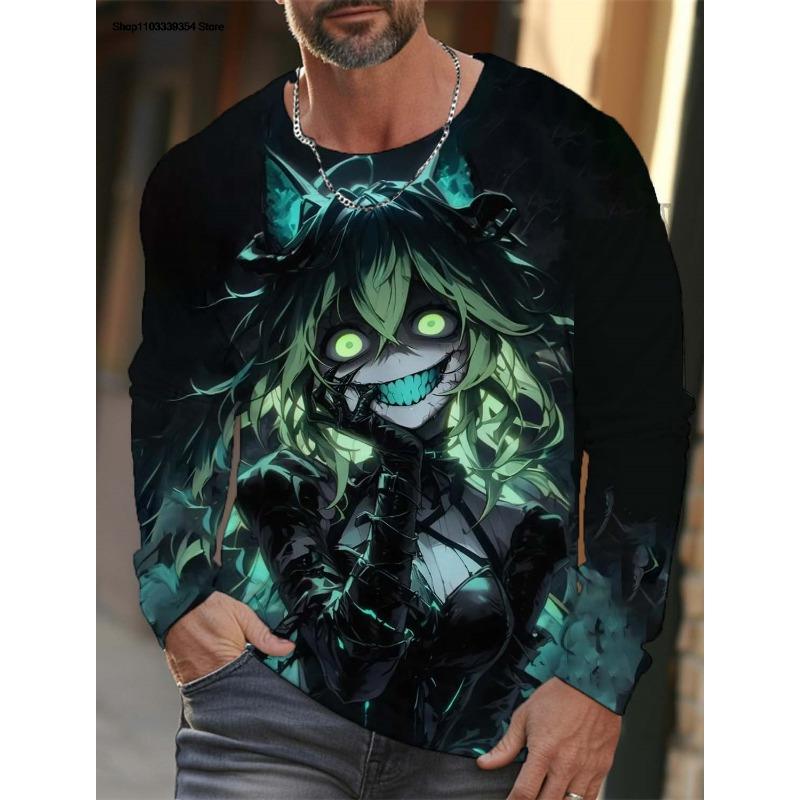 Men's Long Sleeve T-Shirt Cartoon Sexy Girl Pattern 3d Printed Oversized T Shirts For Men Personality Girl Harajuku Clothing Tops Tees