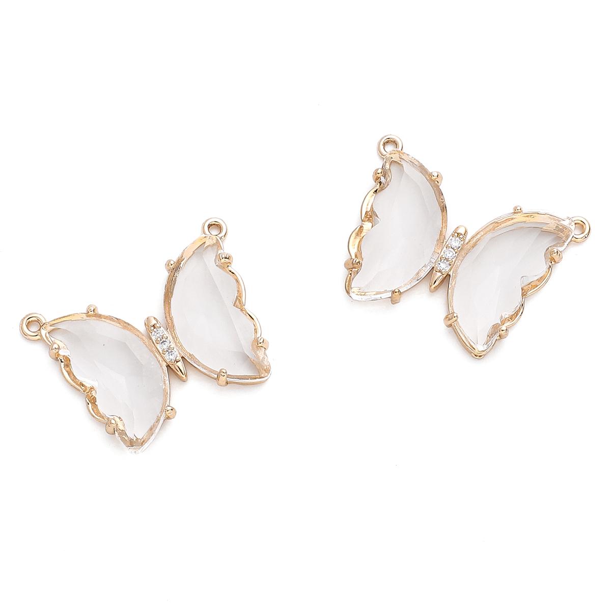 

Латунная подвеска-бабочка с кристаллом циркона, камень для серег, браслетов, ожерелья, аксессуары для изготовления ювелирных изделий своими руками 22x29mm чистый