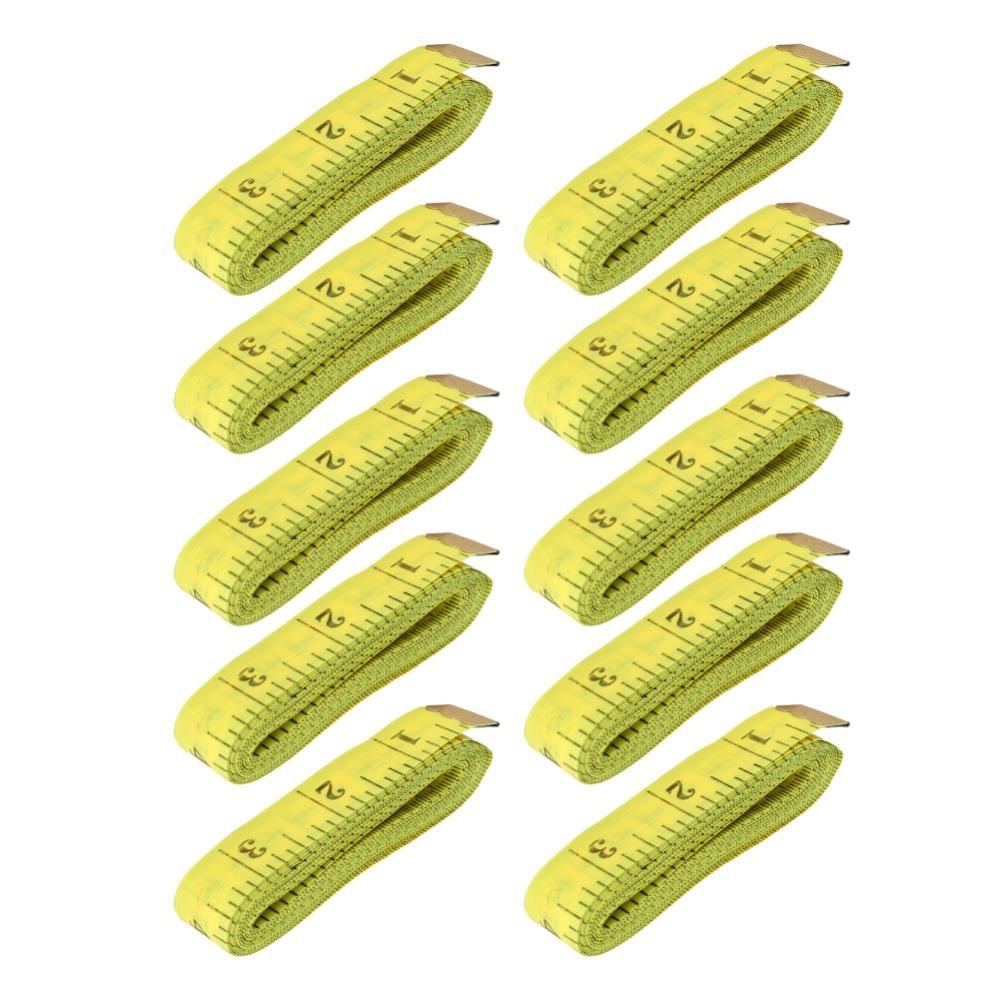 10Pcs Double Scale Soft Tape Measure Yellow Tailor Cloth Ruler For Weight Loss