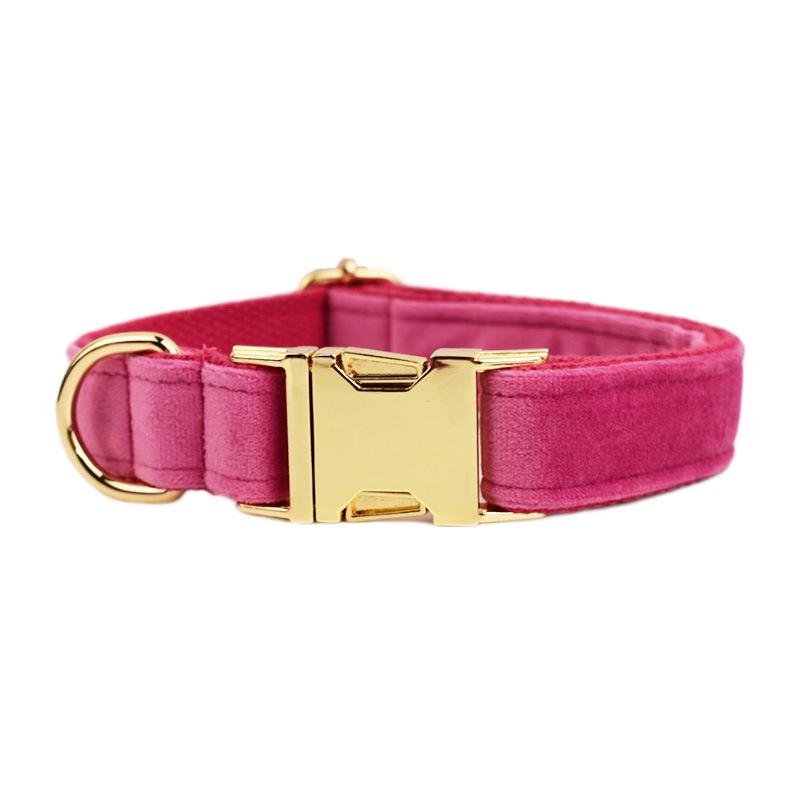 Rose Red Velvet Pet Collar & Leash Set with Bow Knot