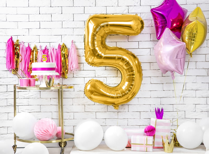 Balon Foliowy Cyfra "5" Złoty 86 Cm