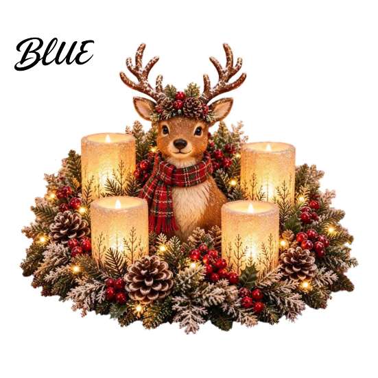 Feiertagstischdekoration Weihnachten Tier Kerzenhalter Figur Harz LED flammlose Partyzubehör Licht Schreibtischornament für Kaminsims Esszimmer Winter B