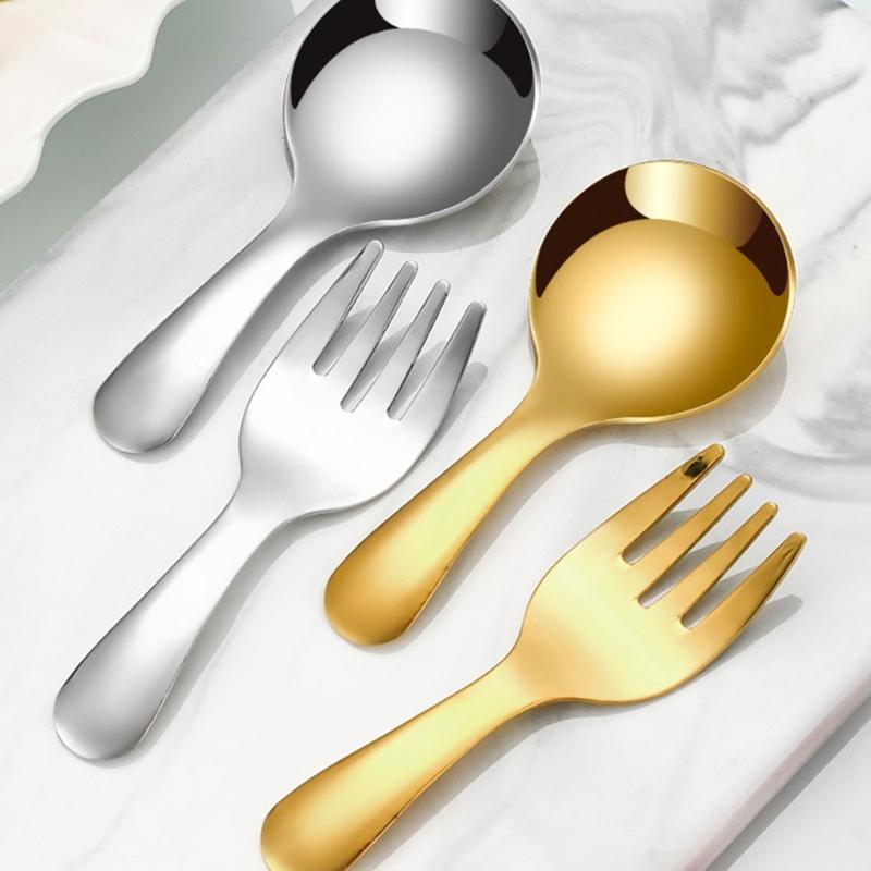 2 Pieces Alternative Color Fork and Spoon Compact Cutlery Set Travel Friendly Cutlery Supplies for Camping and Picnics