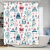 Tu Cute Christmas Shower Curtain Festive Holiday Bathroom Decor Santa Claus Reindeer Pattern Waterproof Fabric Home Textile Xmas