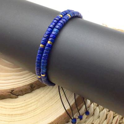Adjustable Natural Stone Partition Beads Woven Bracelet - Fashionable Women's Bracelet Made of Woven Rope