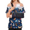 Women Shirt Animal Print Short Sleeve Top Shoulder Zipper Side Hook and Loop Closure Loose Fit Blouse