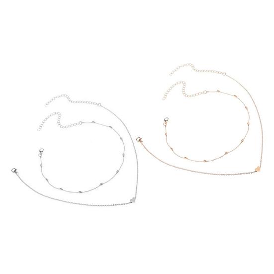 2Pcs/Set Necklace Exquisite Double Layers Alloy Heart Love Ball Chain for Dating