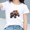 Kids Cotton T Shirt Vintage Watercolor Offroad Truck Print Crew Neck Short Sleeve Tee Casual Breathable Boys Girls Summer Tops
