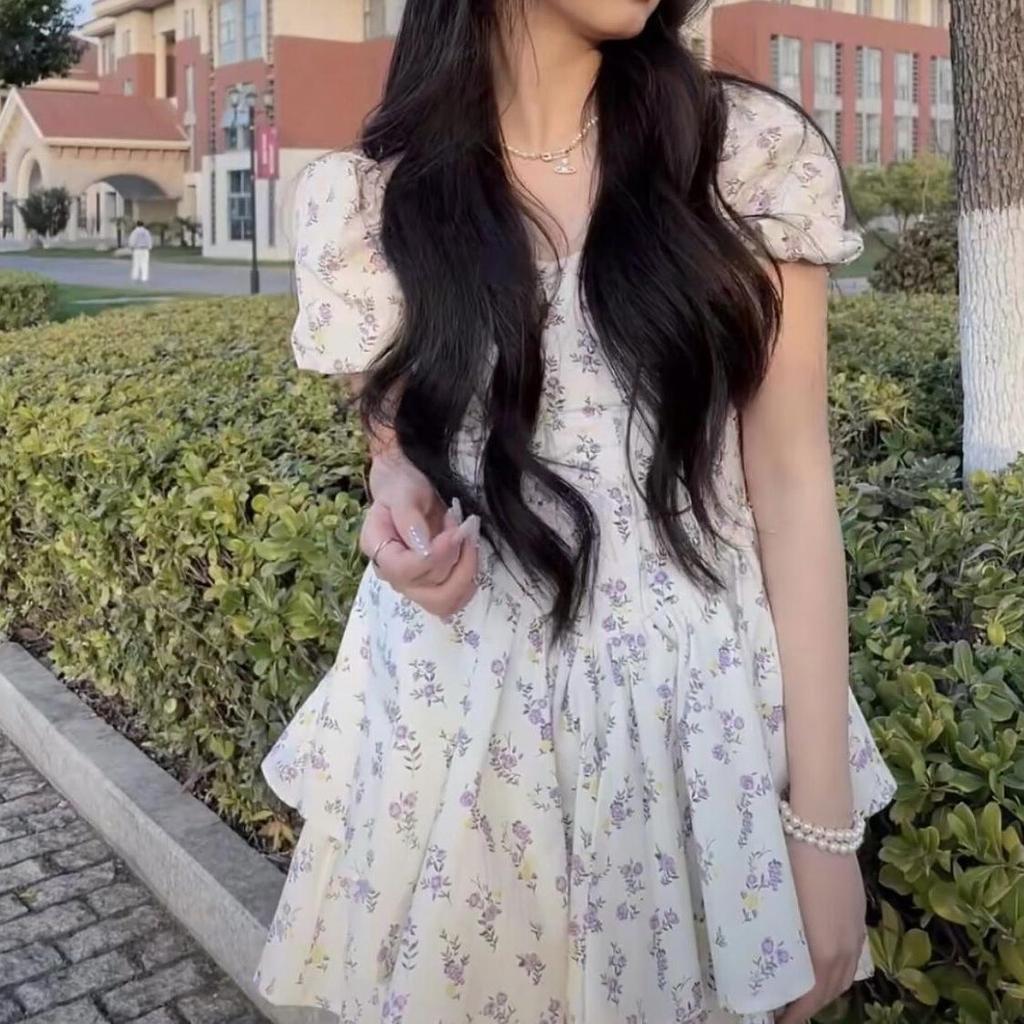 Grape Purple Puff Sleeve Floral Bodycon Mini Dress