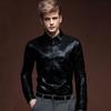 Men's Gold Metallic Grid Dress Shirt Slim Fit Long Sleeve Button Down Shirt