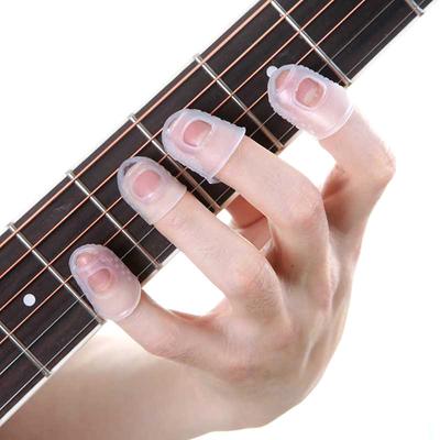 4X Gitar Parmak Koruyucu Parmak Ucu Pena Silikon Koruyucu Pena Bas Ukulele