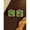 Vintage Emerald Studded Square Earrings With Royal Style Personality