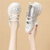 Silver Mary Jane Single Shoes Women's Height-Boosting Platform Fashion Sandals Ballet Style Soft Sole Athleisure Bow Women's Shoes