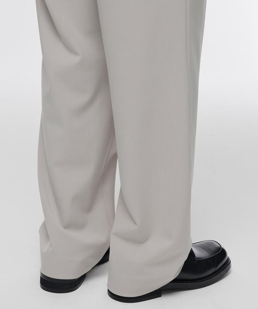 Musinsa Standard One-Pleat Wide Banded Slacks [Dusty Cream]
