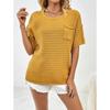 New Spring/Summer Women's Pullover Pocket Home Short Sleeve Solid Color Women's Knitwear