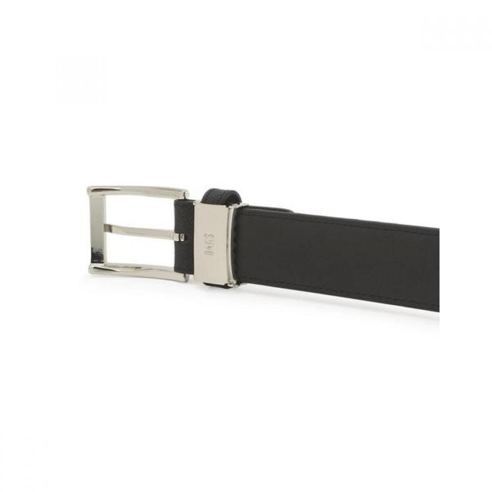 Daks Black One Check Line Strap Leather Billet Belt Dbbe3e201bk