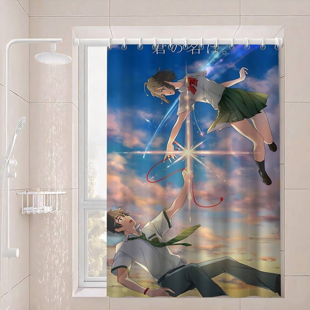 Japan Anime Y-Your Name Waterproof Fabric Shower Curtain Bathroom Decoration Curtain Home Hawaiian Style Shower Curtain