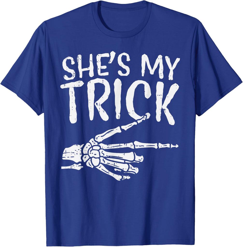 Hes My TreatShes My Trick Skeleton Matching Couple Halloween TShirt Fun Unisex Unisex Spooky Season Halloween Tshirts