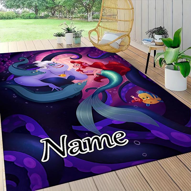 Custom Name Undersea Mermaid Adventure Carpet Rug Customizable Soft Washable Anti-Slip Home Living Room Sofa Mats Personalized Rug. 0909359