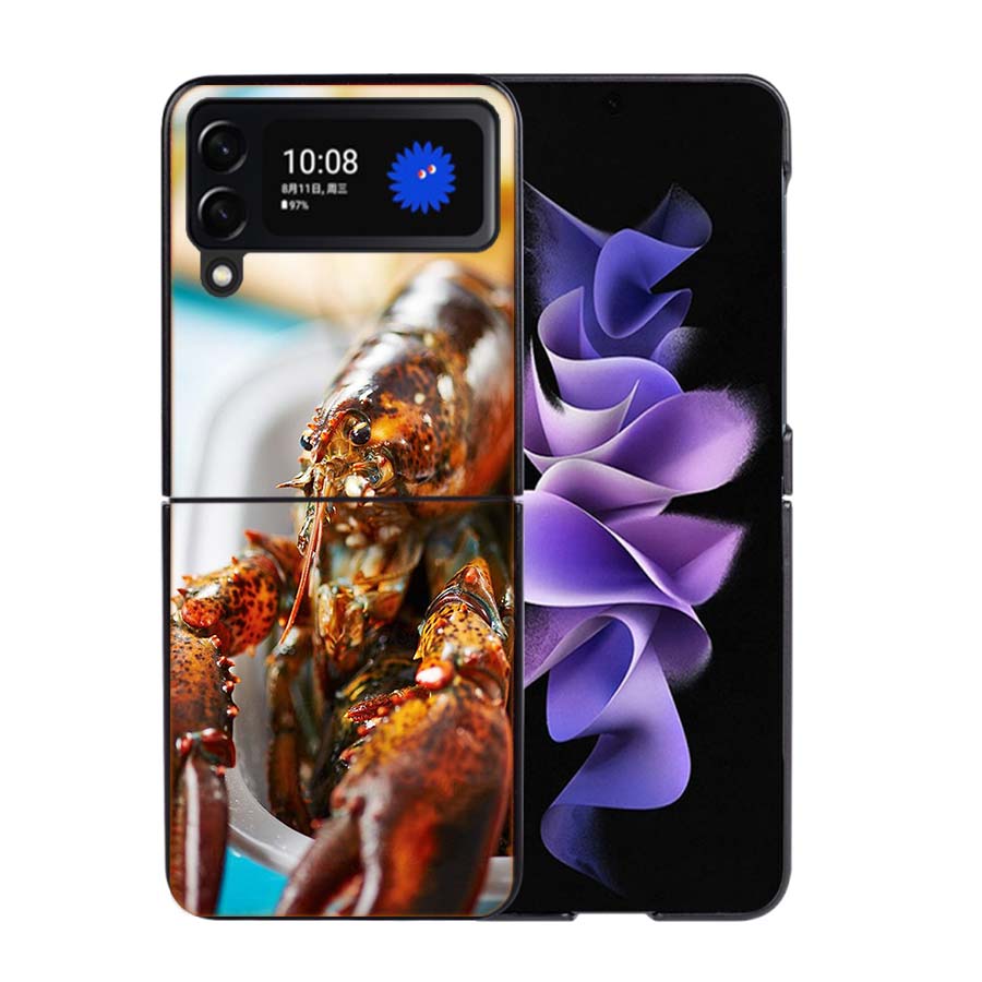 Live Lobster Phone Case For Samsung Z Flip 7 6 5G Galaxy Z Flip4 Z Flip5 Z Flip3 Coque Black Hard PC Shell Protective Cover