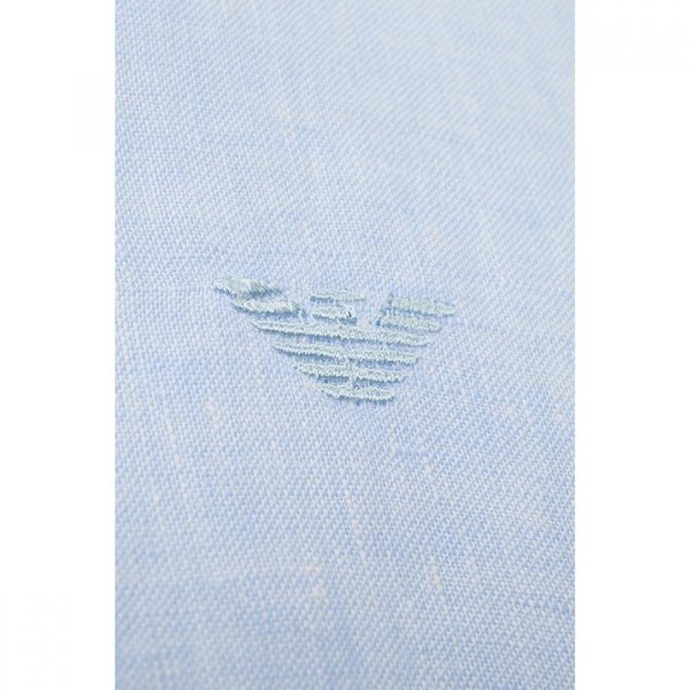 Emporio Armani Men Eagle Embroidery Logo Linen Shirt A516104009