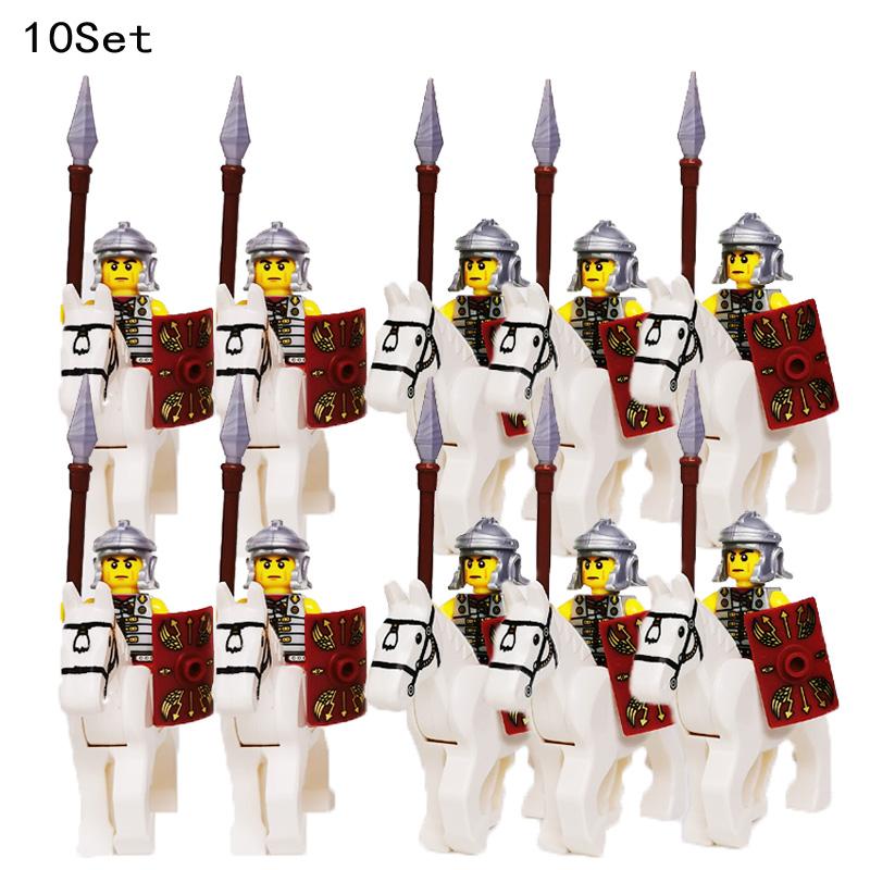 10 Sets Gondor Knight LOTR 9471 Fountain Guard & Castle Roman Solider Black Falcon With Horse Figure Building Block Kids TOYS