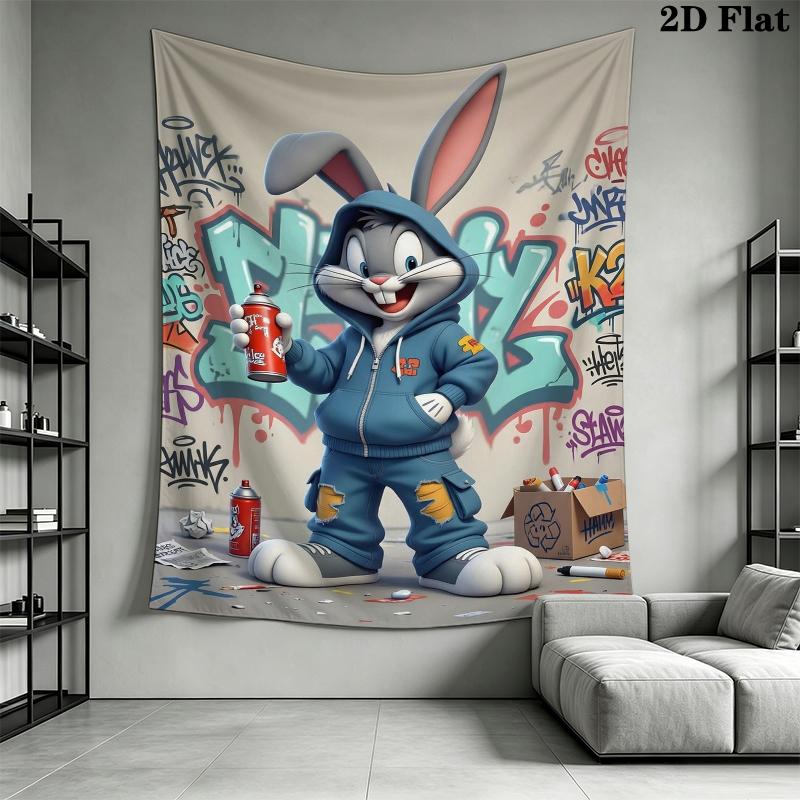 Bugs Bunny Wall Tapestry Aesthetic Wall Hanging Printed Fabric Blanket Decorative Tapestries for Bedroom Living Room Home Decor