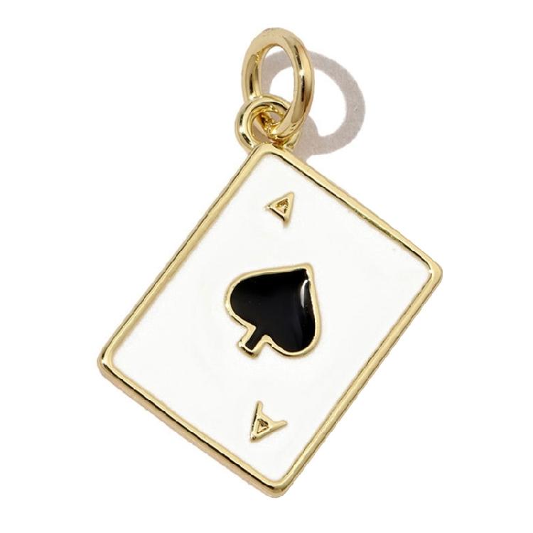 Pack of 3 Heart/Horseshoe/Dices Poker Card Pendants Accessories for Necklace and Earrings Copper Jewelry Components