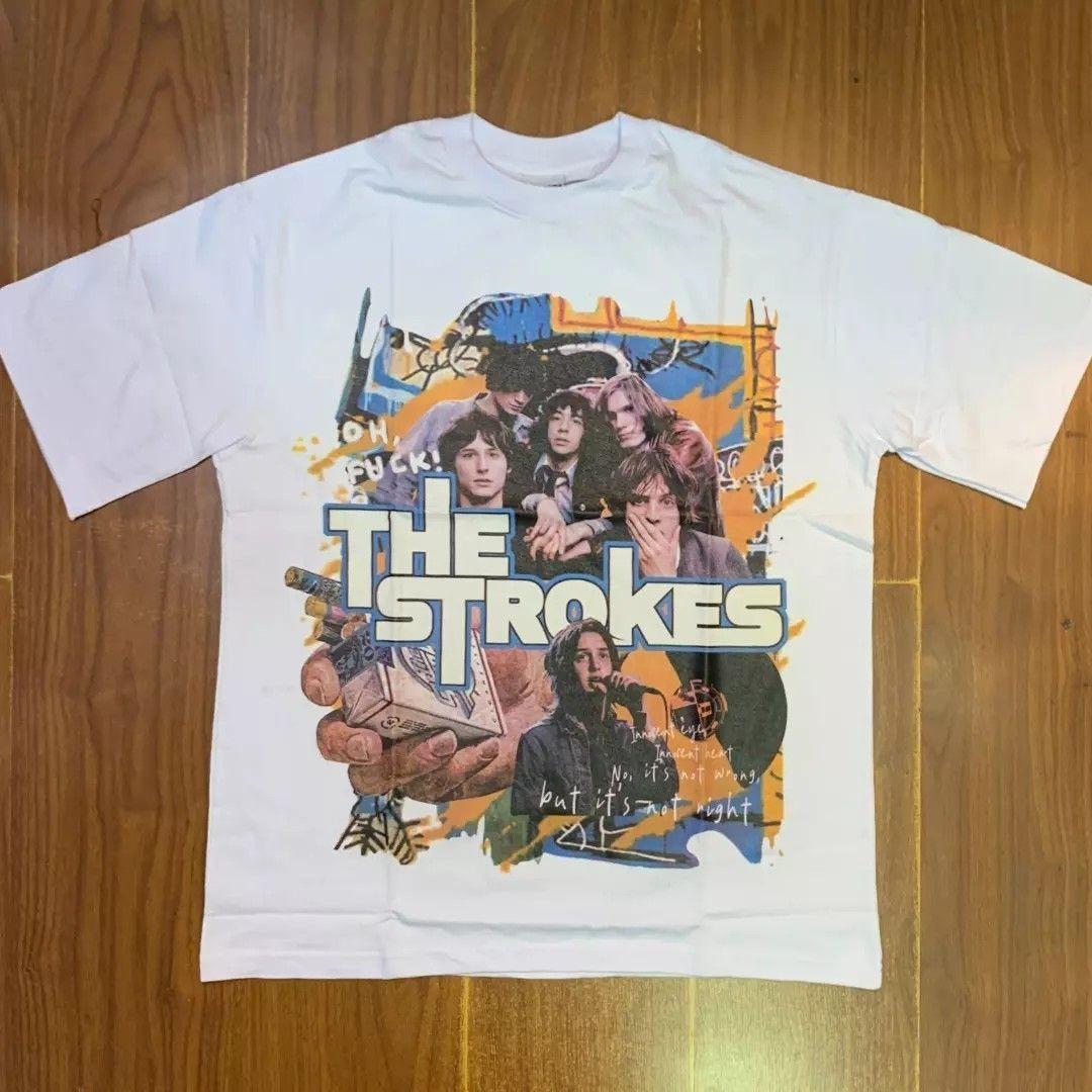 

the strokes Band White Unisex Cotton Black All Size Unisex Tee Shirt UR448 5XL різнокольоровий