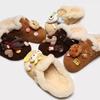 Cute Bear Plush Bag Head Slippers Women Wear Winter Ugly Cute One Pedal Today's Popular Half Drag