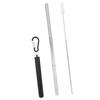 Portable Stainless Steel Telescopic Reusable Straw with Cleaning Brush for Drinking Coffee Milk TeaBlack