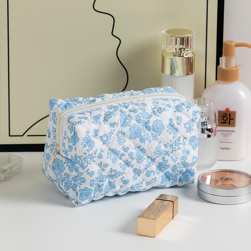 Floral Print Travel Portable Minimalist Large Capacity Soft Storage Makeup Bag