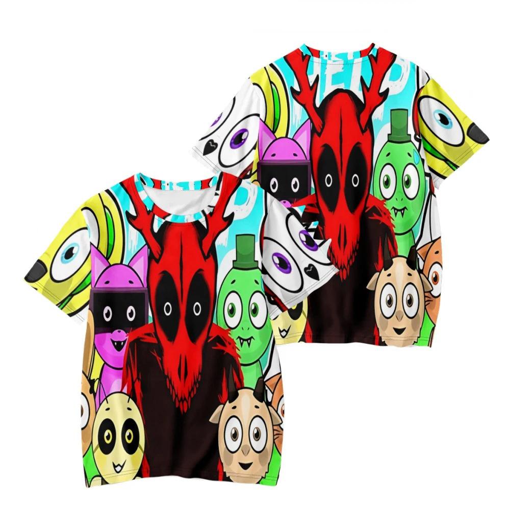 

Summer Round Neck Cartoon Character Sprunki Pattern 3D Printed Top Fashionable Casual Short Sleeved Children s Boy T-shirts 110