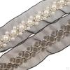 1Yard Pearl Beaded Embroidery Mesh Lace Ribbon For Sewing Wedding Bridal Dress Decoration Black