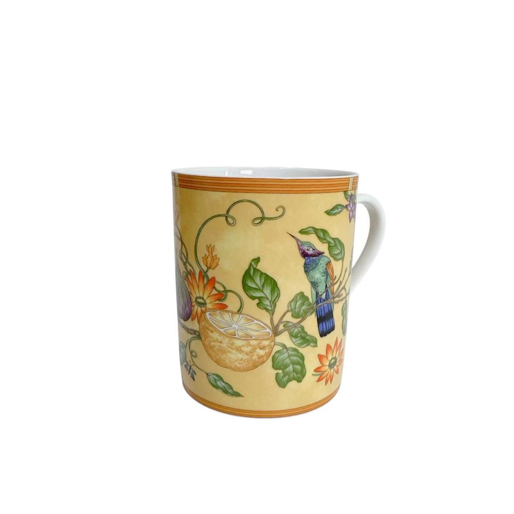 HERMES Cup Siesta Mug Pottery Yellow x white unisex Storage box Used