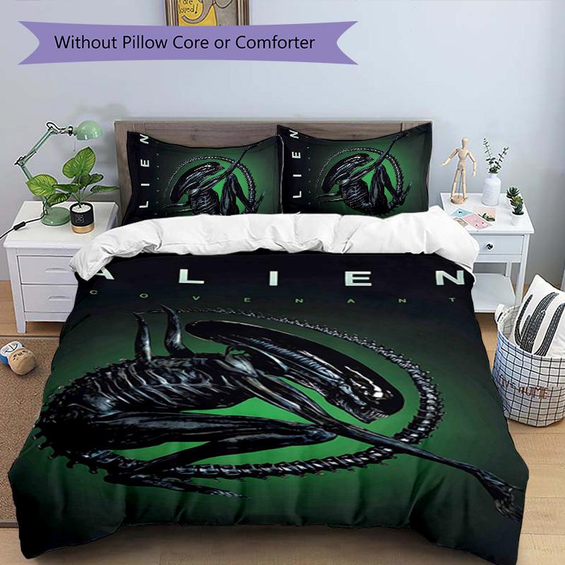 Alien 3pcs Bedding Set Duvet Cover Closure Includes 1 Duvet Cover & 2 Pillowcases for All Seasons Bedroom Home Dorm Decor
