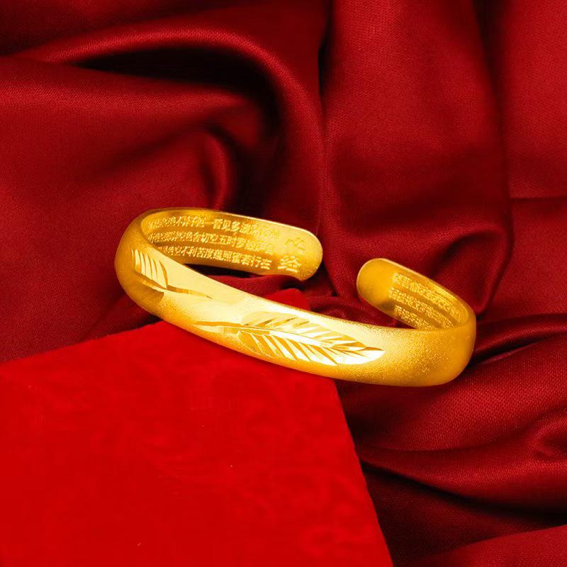 Authentic Vietnamese Ancient Sand Gold Frosted Bracelet: Retro Gold Inheritance Wedding Jewelry