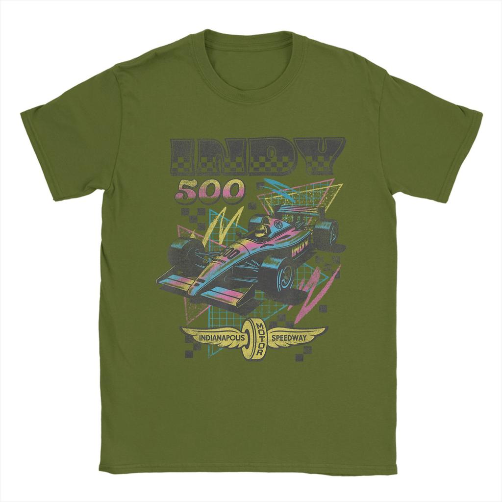 Men T-Shirt Indianapolis Motor Speedway Unique Cotton Tee Short Sleeve 90's Vibes Retro Poster T Shirt merch Graphic Printed