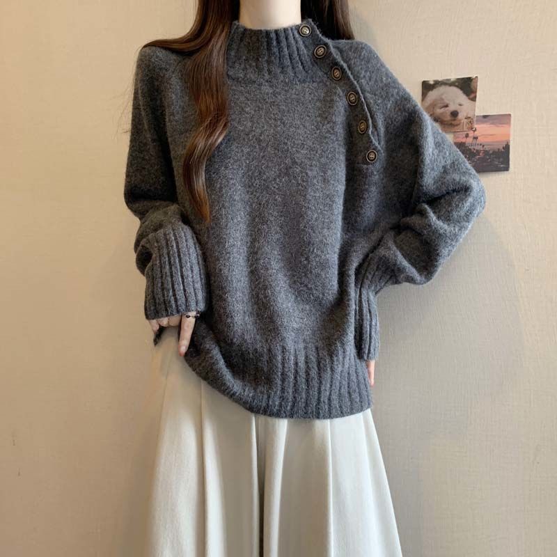 Dámský svetr s rolákem plus size Volný střih Módní Všestranný Dlouhý rukáv Základní vrstva Pletený top