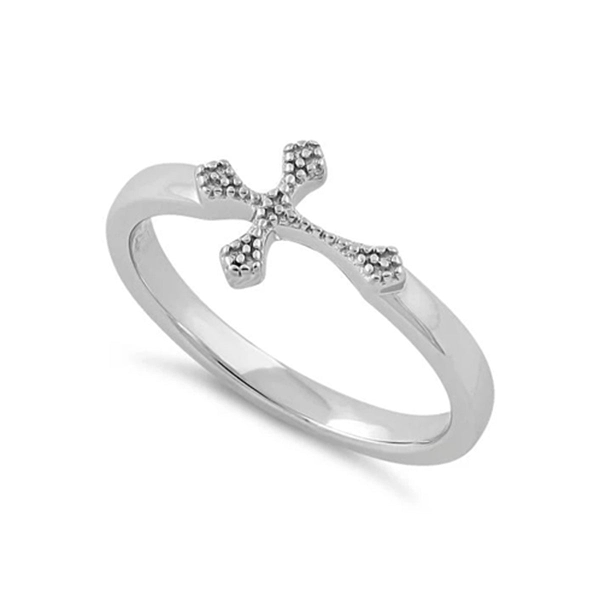 

925 Sterling Silver Textured Cross Women Ring 11.5 білий