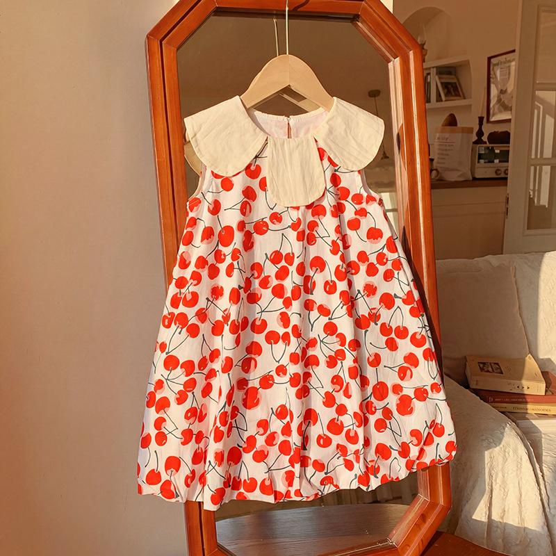Cherry Blossom Lantern Skirt Sleeveless Princess Dress for Girls - Summer 2026