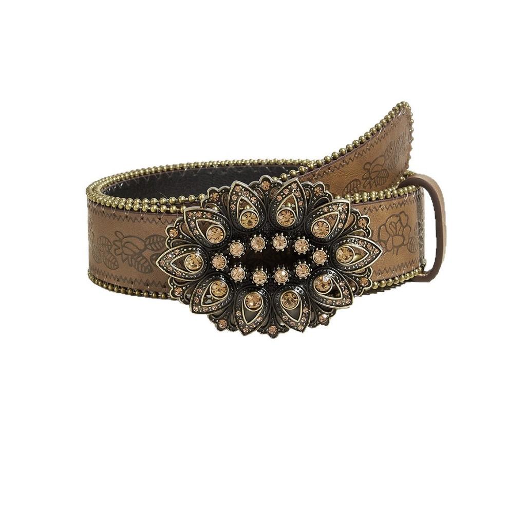 Petal Style Retro Leather Waist Belt Alloy Buckle Streetwear Look Decoration