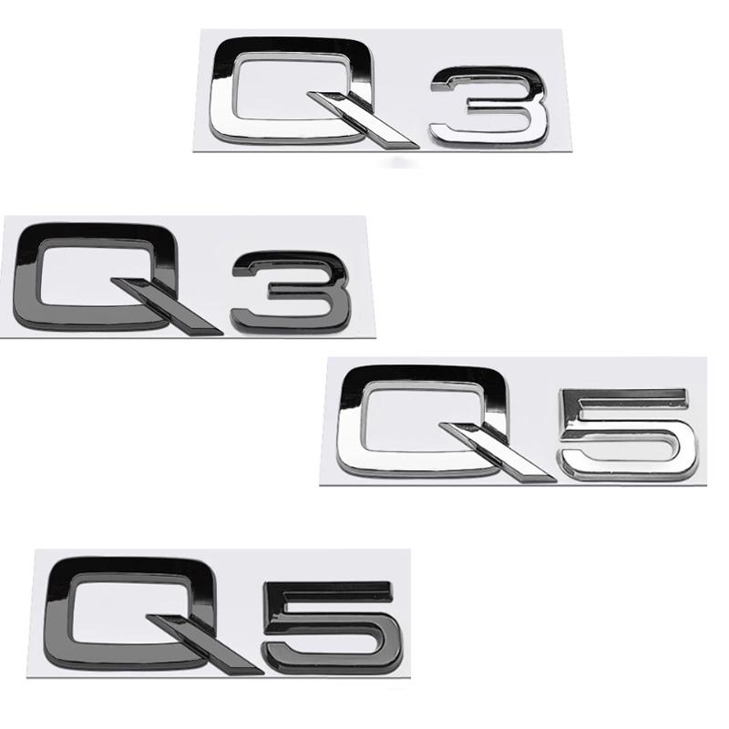 2026 3D ABS Chrome Black Car Letters Q3 Q5 Logo Rear Trunk Badge Emblem Decals For Audi TFSI Q3 Q5 8U 8R 80A Auto Accessories