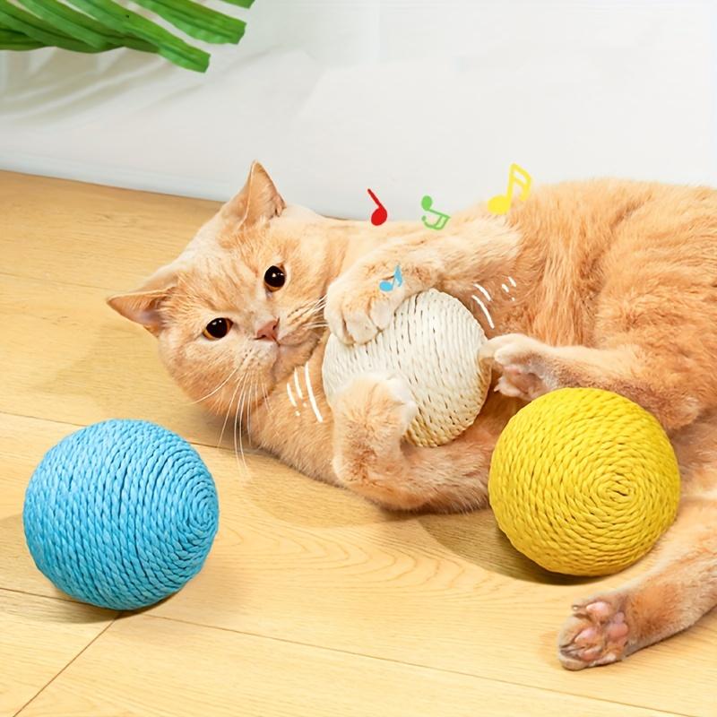 Interactive Sisal Cat Scratching Ball - 10.16cm Durable, Sound-Making Toy for Endless Fun & Exercise, Ideal for Large Breeds