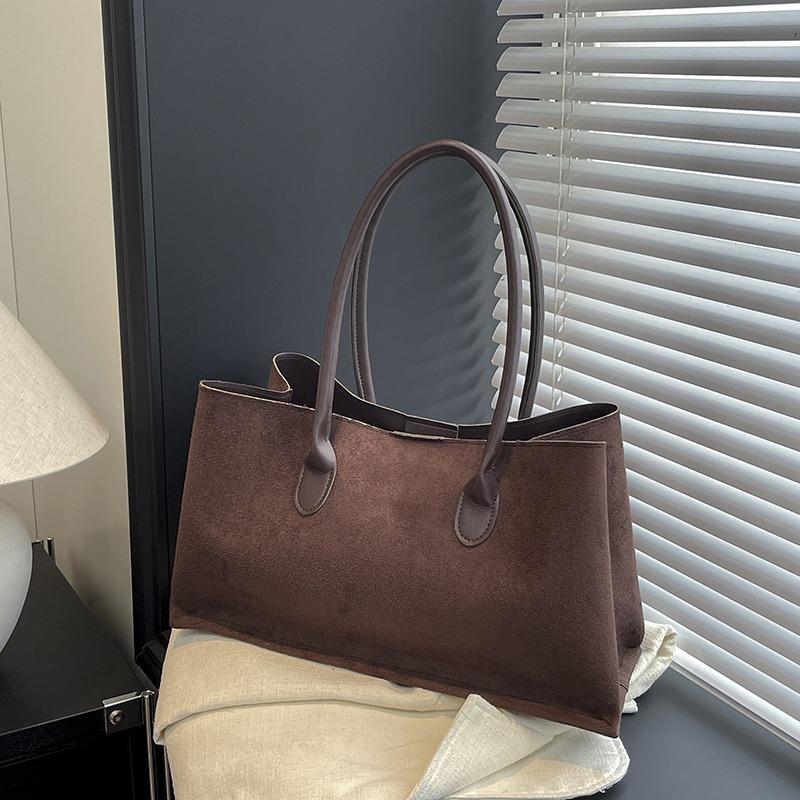 Retro suede tote bag women's autumn and winter new fashion commuting large capacity shoulder armpit bag
