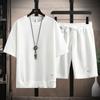 Men's Waffle Knit T-Shirt  Shorts Set 2 Piece Casual Outfit Fake Two-Piece Design