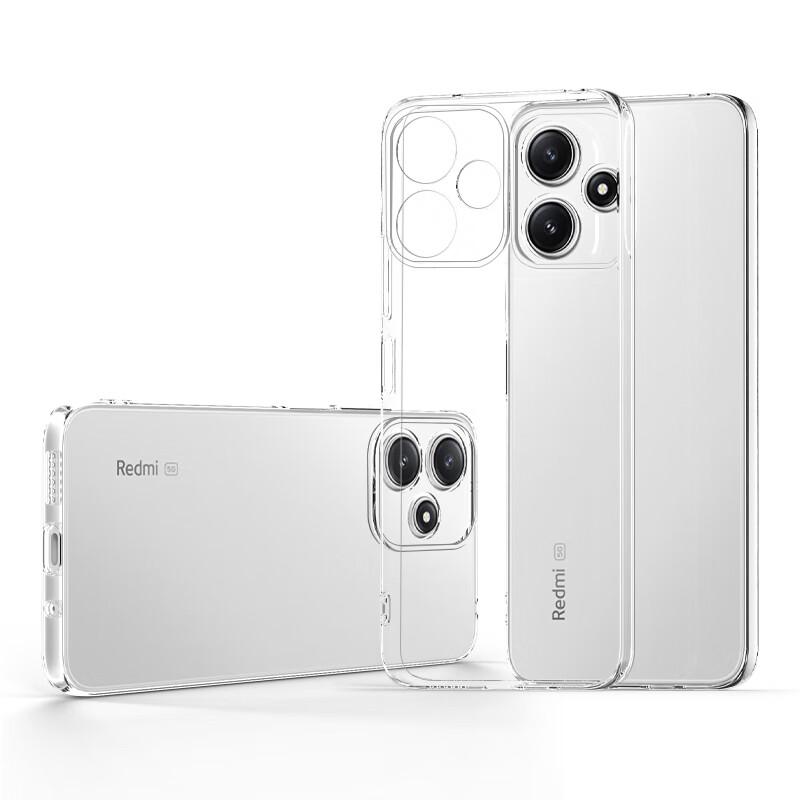 ESCASE Redmi 12 Phone Case, Xiaomi Protective Cover, Shockproof Full Protection/soft Ultra-Thin Silicone (With Lanyard Hole), Transparent