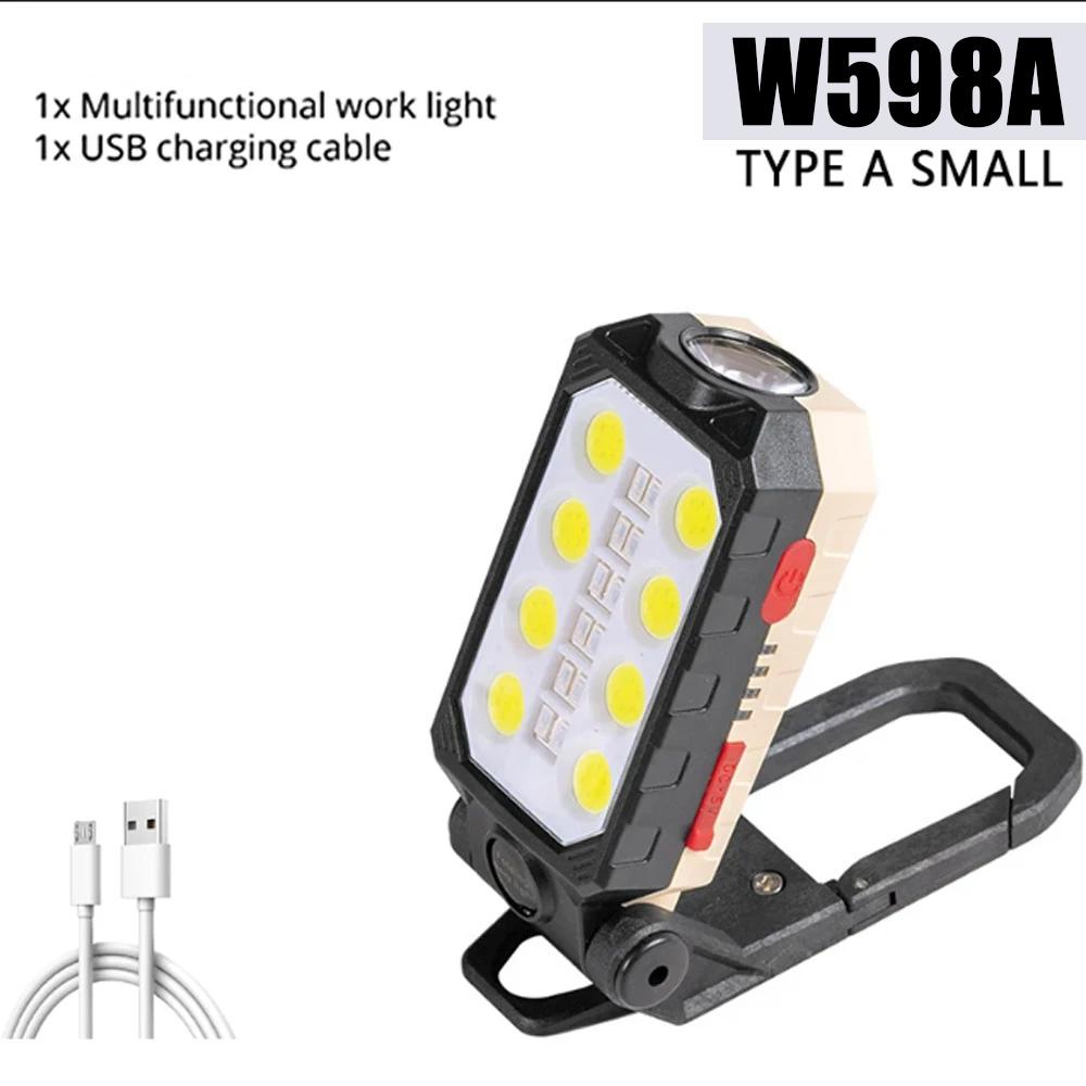 LED COB Work Light Portable Rechargeable Flashlight Magnetic Waterproof Camping Lantern Magnet Design with Power Display