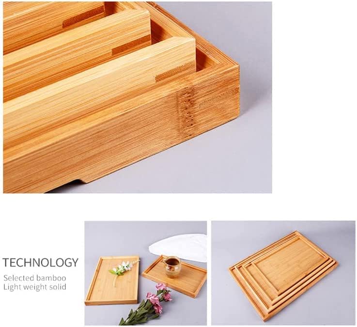 Ansimple Bamboo Tray, Tea and Cafe Tray, Small, Medium, and Large Sizes Available, Square, Tabletop, Japanese Style, Simple, Natural (41 X 29 X 2.4